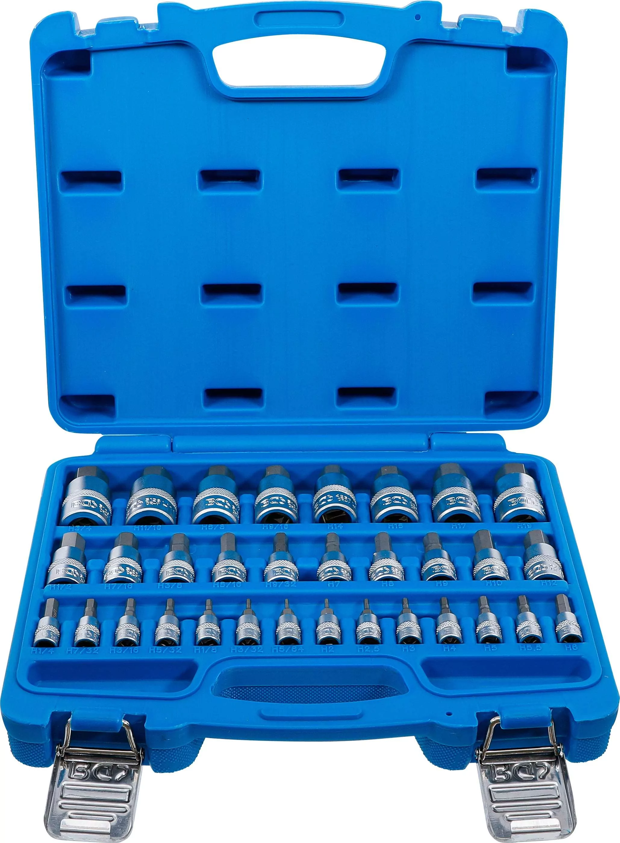 Bit-Einsatz-Satz | Antrieb Innenvierkant 6,3 mm (1/4") / 10 mm (3/8") / 12,5 mm (1/2") | Innensechskant 2 - 19 mm / 1/4 - 9/16" | Metrisch und Zollgrößen | 32-tlg.