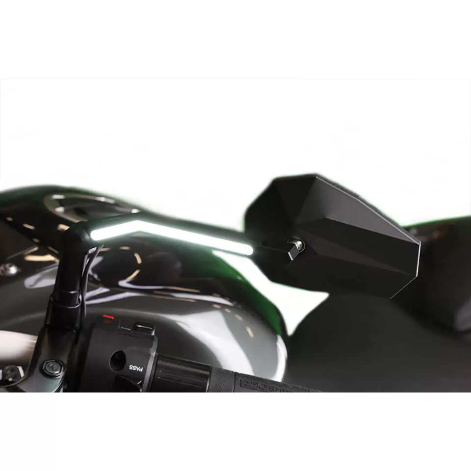 HIGHSIDER pro Handlebar Mirror Stealth -X3 Black With LED Position Light (Pair)