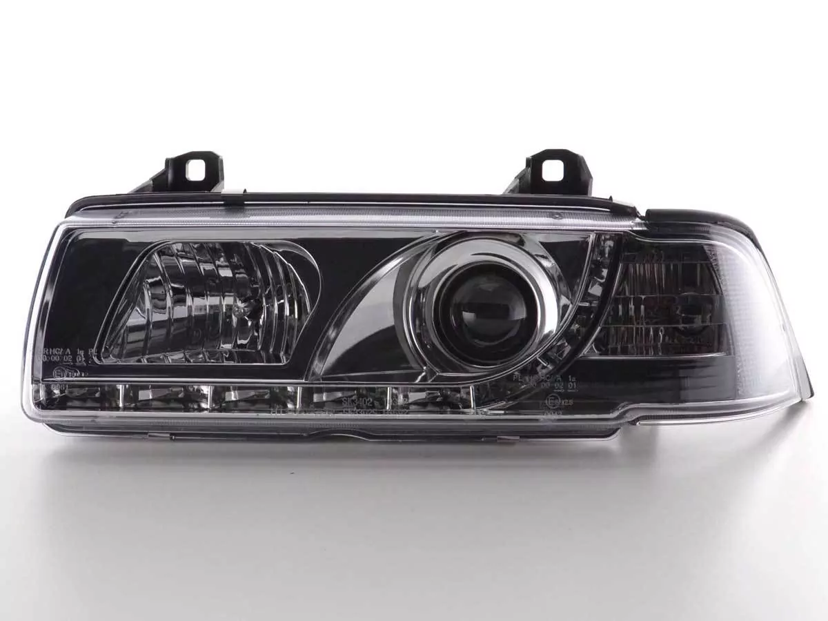 Scheinwerfer Set Daylight LED TFL-Optik BMW 3er Coupe, Cabrio Typ E36 Bj. 92-98 chrom