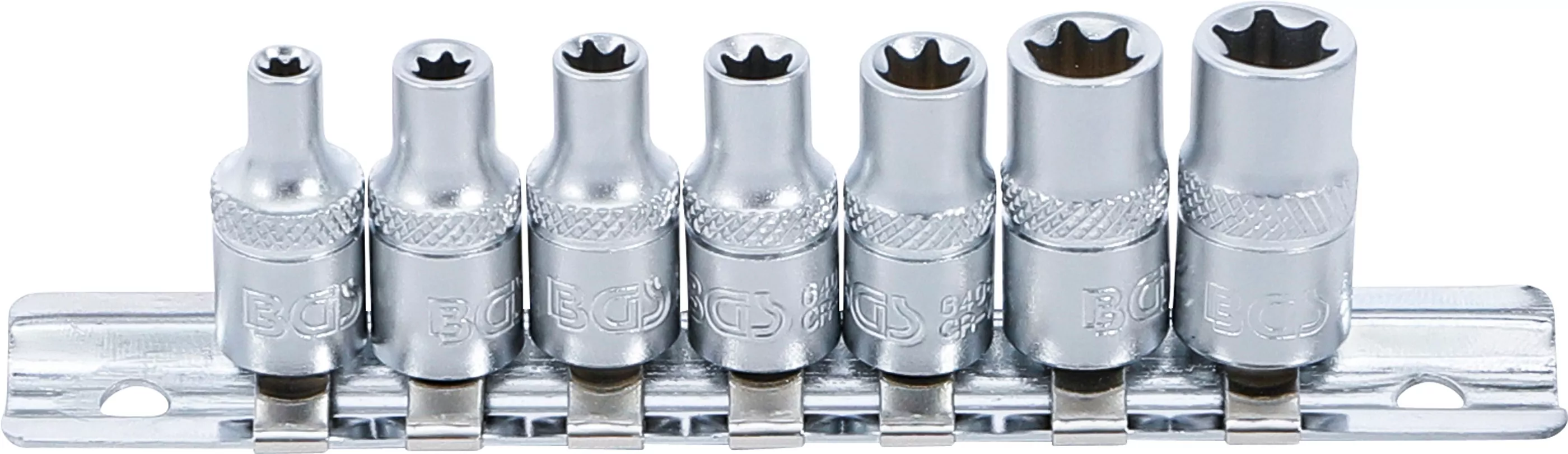 Steckschlüssel-Einsatz-Satz E-Profil | Antrieb Innenvierkant 6,3 mm (1/4") | SW E4 - E11 | 7-tlg.