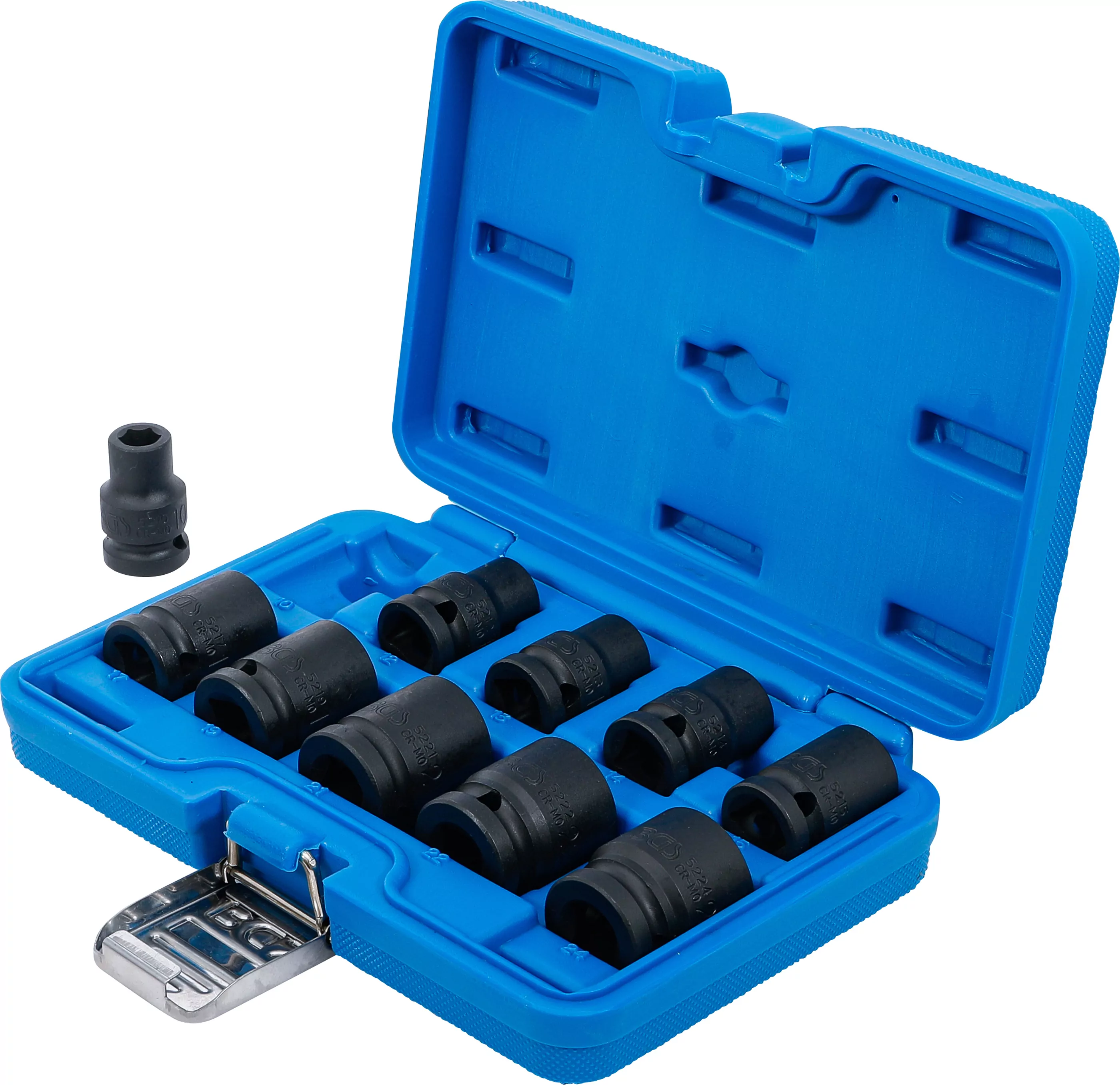 Kraft-Steckschlüssel-Einsatz-Satz Sechskant | Antrieb Innenvierkant 12,5 mm (1/2") | SW 10 - 24 mm | 10-tlg.