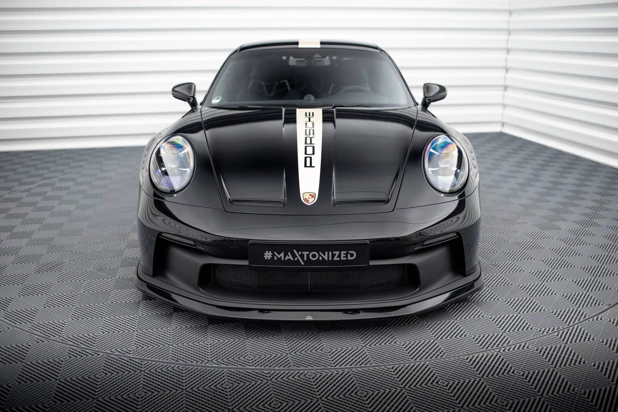 Front Ansatz Für Porsche 911 992 GT3 Schwarz Hochglanz