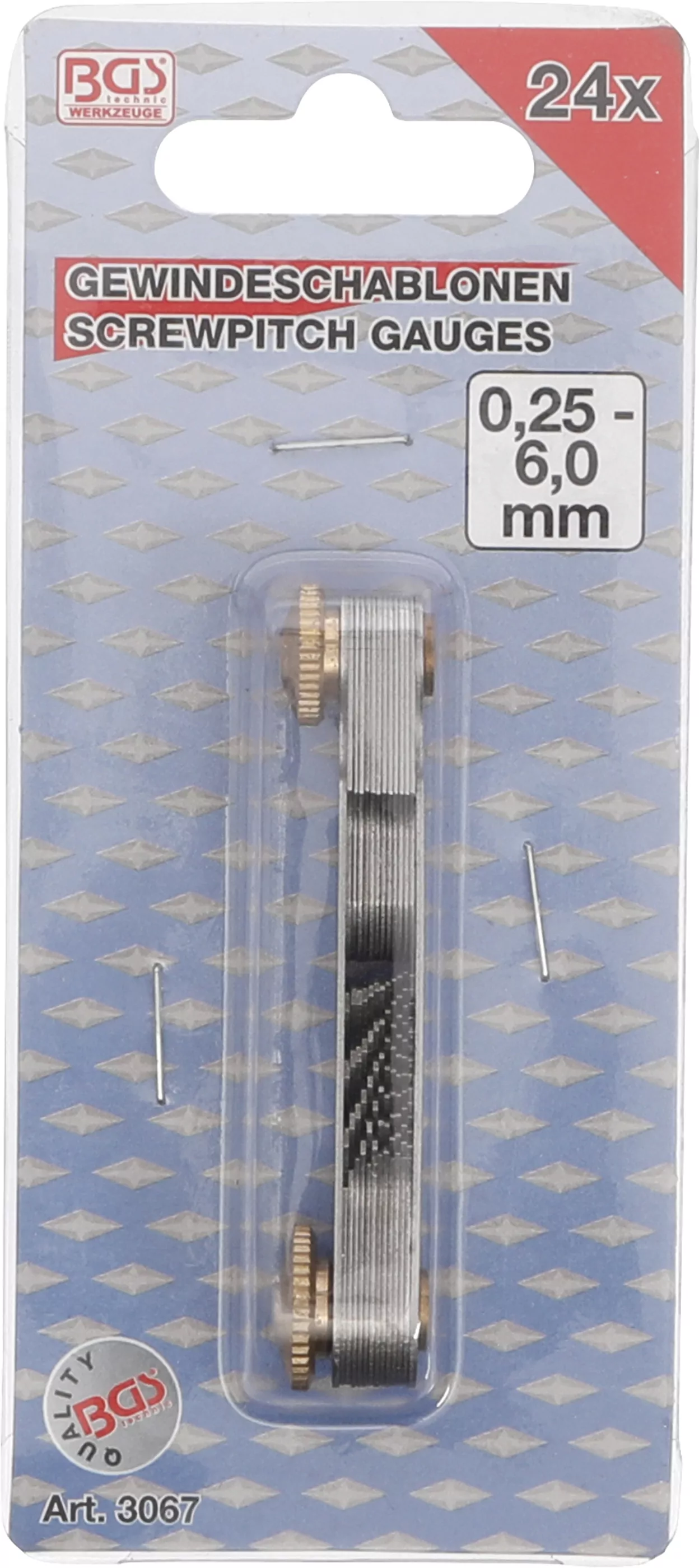 Gewindeschablone | 24 Blatt | metrisch 0,25 - 6,00 mm