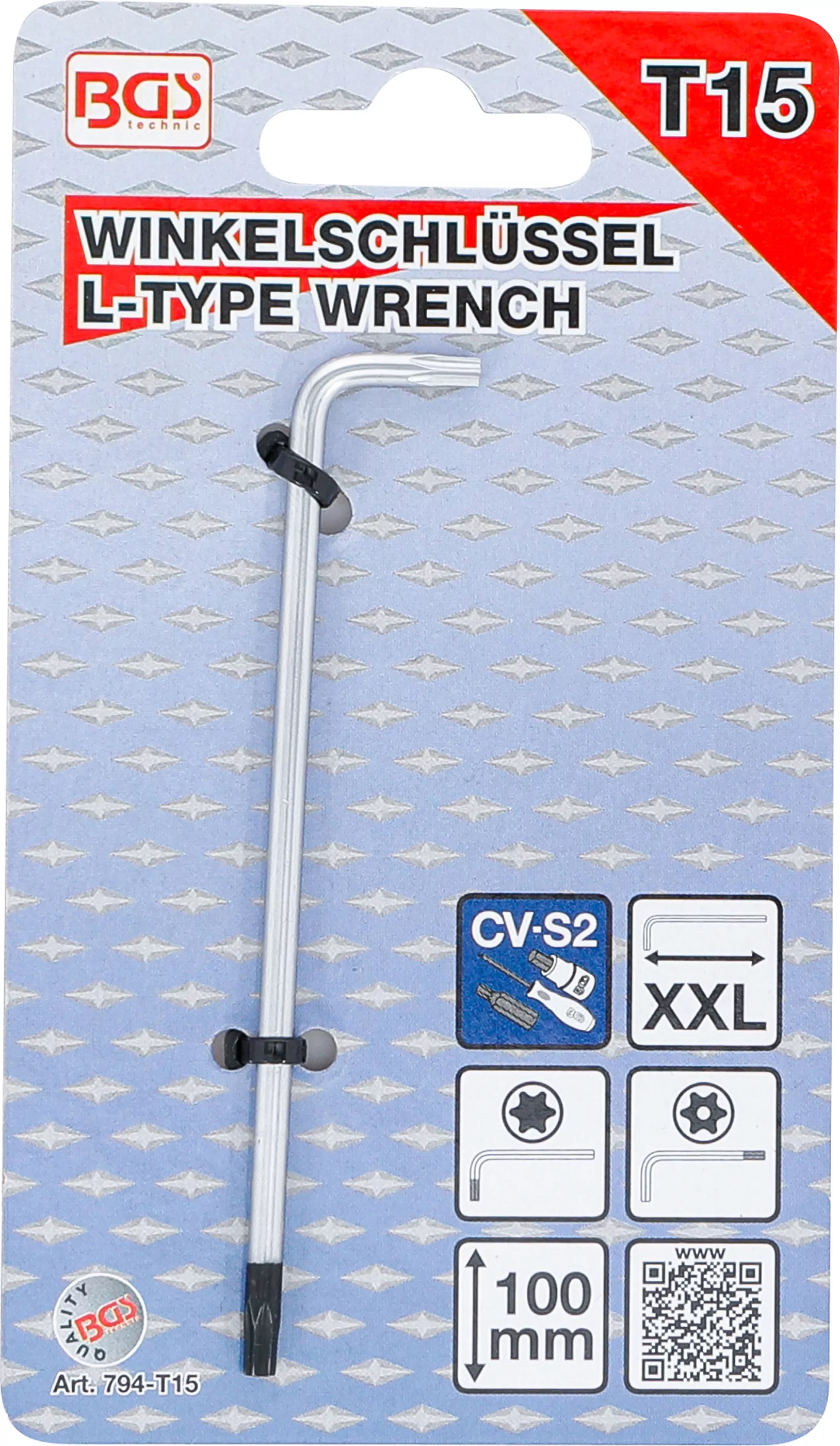 Winkelschlüssel | extra lang | T-Profil (für Torx) mit/ohne Bohrung T15