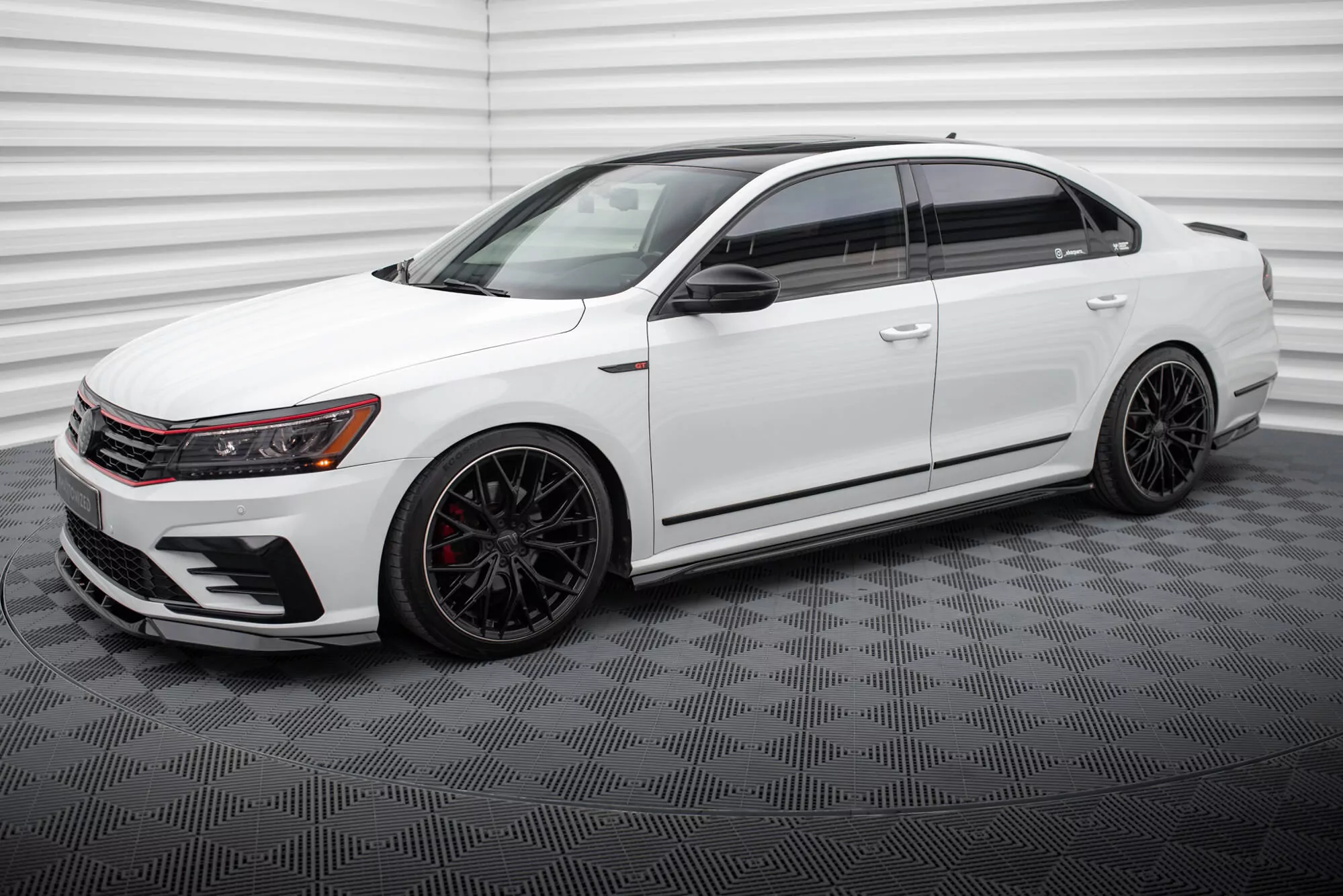 Seitenschweller Ansatz Für Volkswagen Passat GT B8 Facelift USA Schwarz Hochglanz