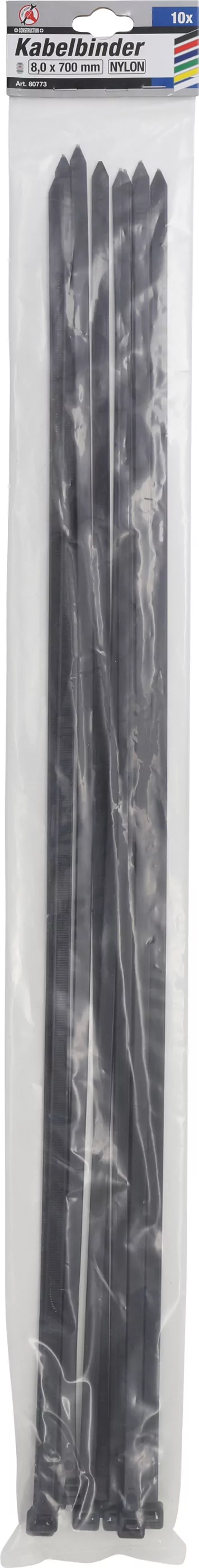 Kabelbinder-Sortiment | schwarz | 8,0 x 700 mm | 10-tlg.