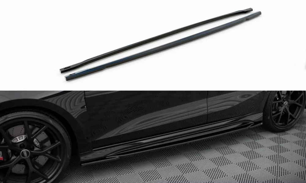 Seitenschweller Ansatz Für Audi RS3 Limousine 8Y Schwarz Hochglanz