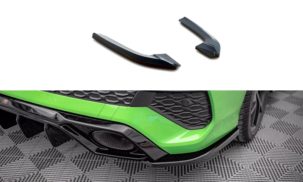 Heck Ansatz Flaps Diffusor Für Audi RS3 Limousine 8Y Schwarz Hochglanz