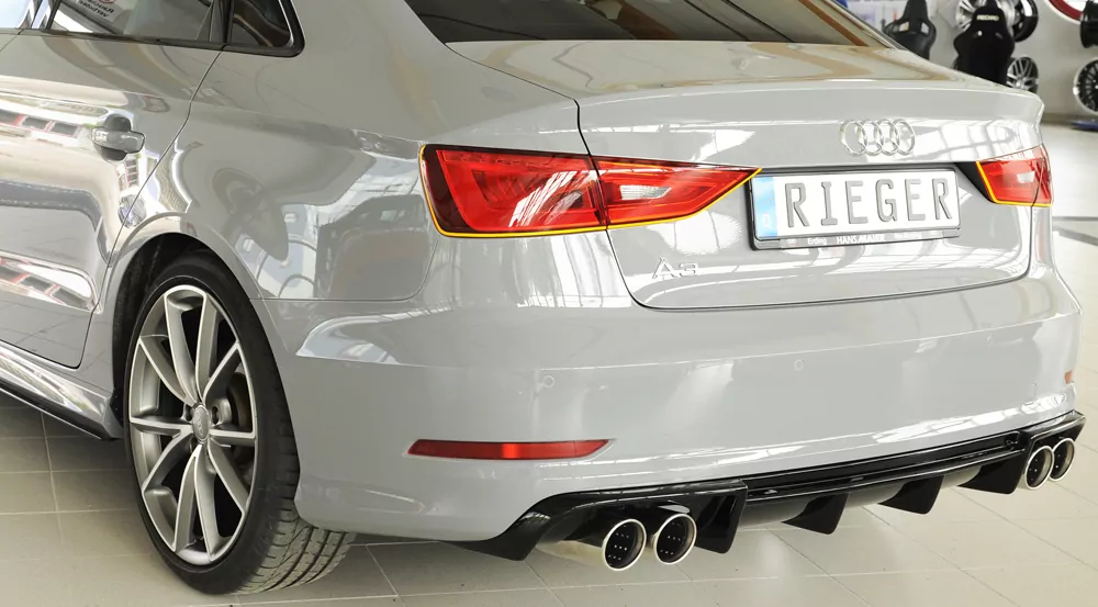 Rieger Heckeinsatz für Audi A3 (8V) - 3-tür. (Cabrio 8V7) 07.12-08.16 (bis Facelift) schwarz glanz
