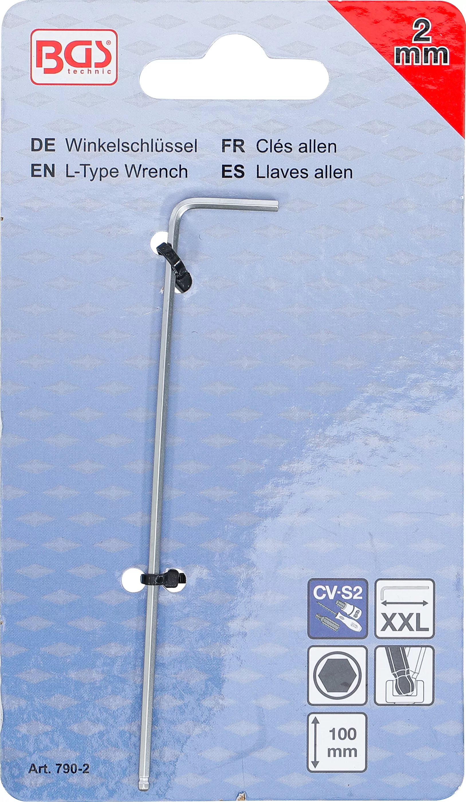 Winkelschlüssel | extra lang | Innensechskant / Innensechskant mit Kugelkopf 2,0 mm