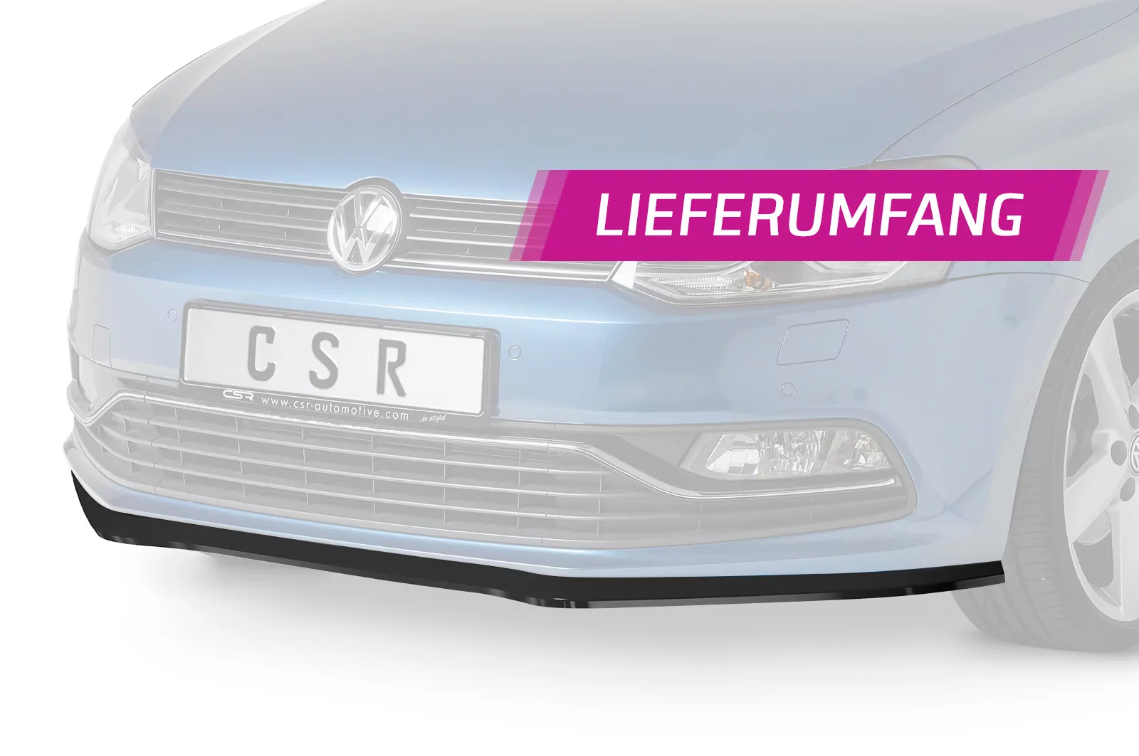 Cup-Spoilerlippe mit ABE für VW Polo V (6R/6C) Basis/GTI CSL407 Strukturiert (schwarz matt)