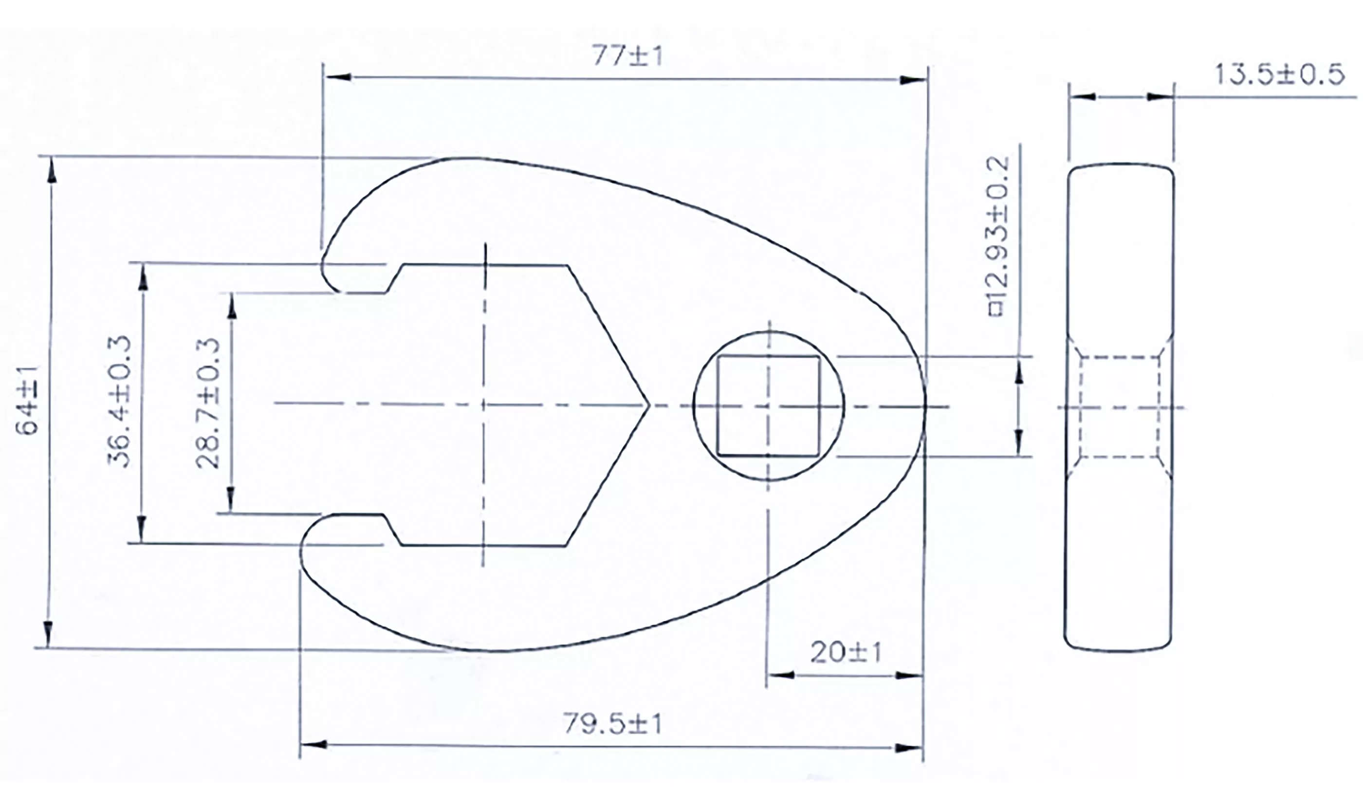 Hahnenfußschlüssel | Antrieb Innenvierkant 12,5 mm (1/2") | SW 36 mm