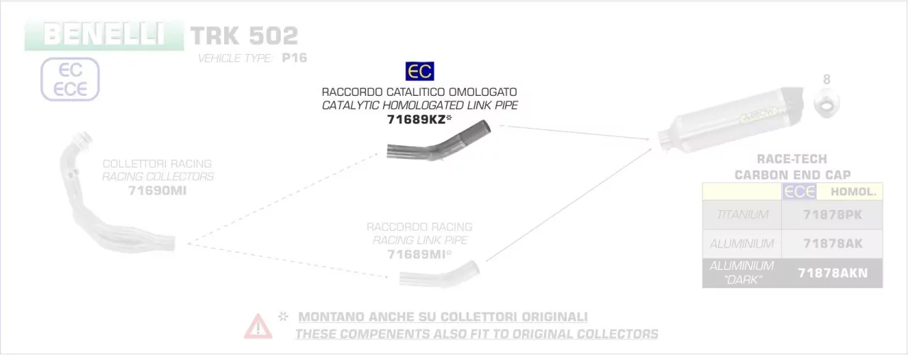 71689KZ-Arrow Verbindungsrohr Benelli TRK 502 17 / 18