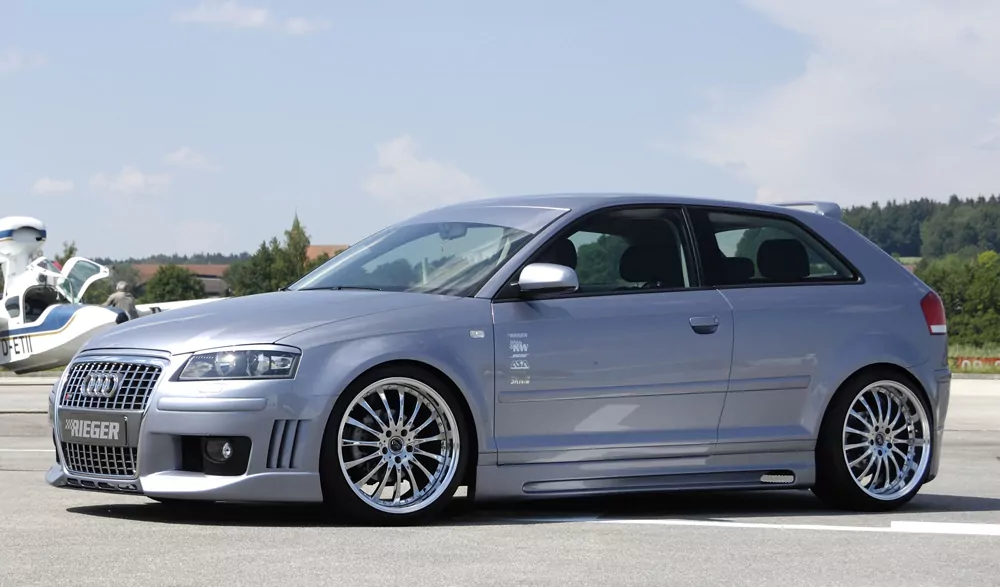 Rieger Seitenschweller rechts  matt schwarz für Audi A3 (8P) 3-tür.