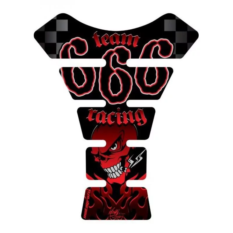 Motografix Team 666 Racing Red / Black 3D Gel Tank Pad Protector ST062