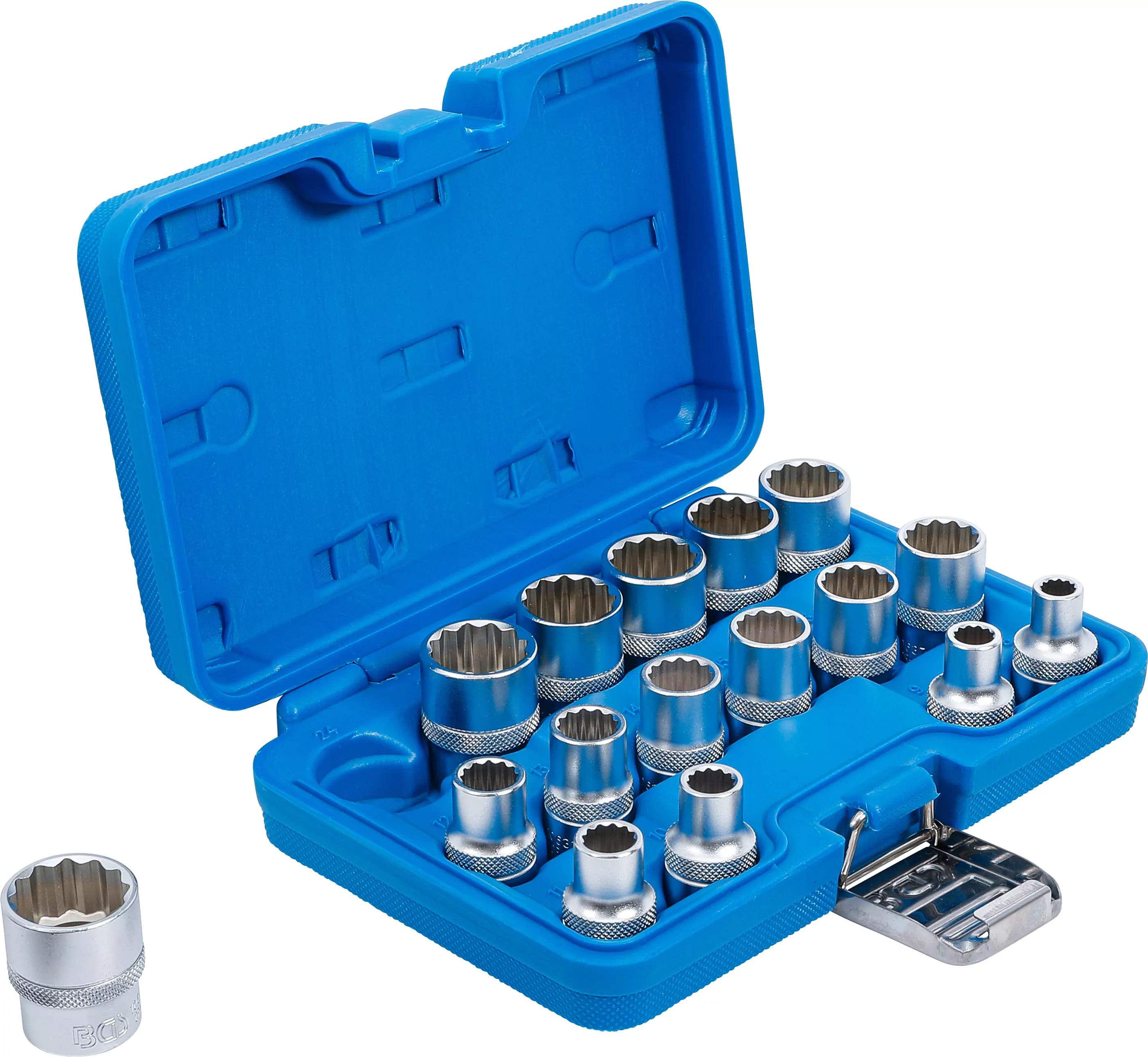 Steckschlüssel-Einsatz-Satz Zwölfkant | Antrieb Innenvierkant 12,5 mm (1/2") | SW 8 - 24 mm | 16-tlg.