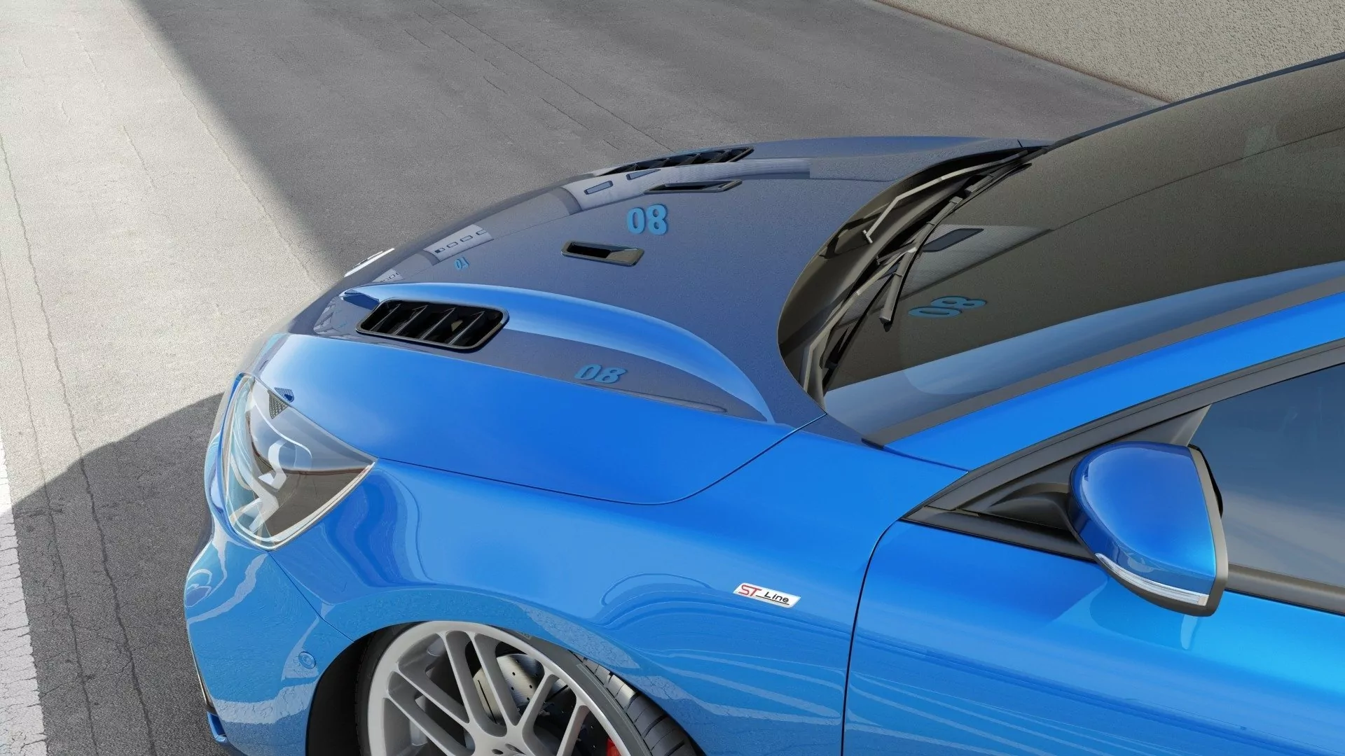 MOTORHAUBEN LUFTSCHLITZE Passend Für FORD FOCUS MK4 (KLEIN) Schwarz Hochglanz Schwarz Hochglanz