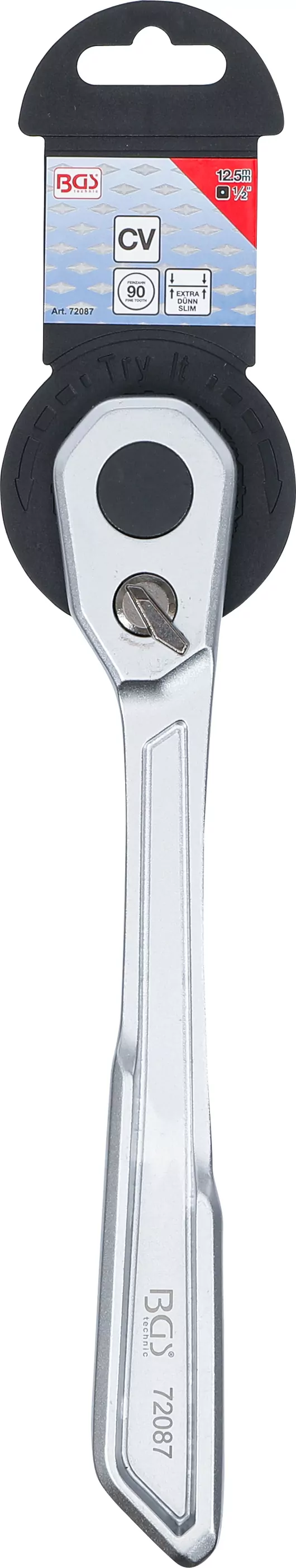 Umschaltknarre | extra flach | feinverzahnt | Abtrieb Außenvierkant 12,5 mm (1/2")