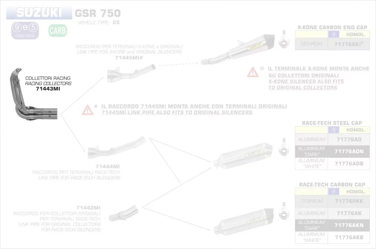 71443MI-Arrow Racing Krümmer Suzuki GSX-S 750 17-19