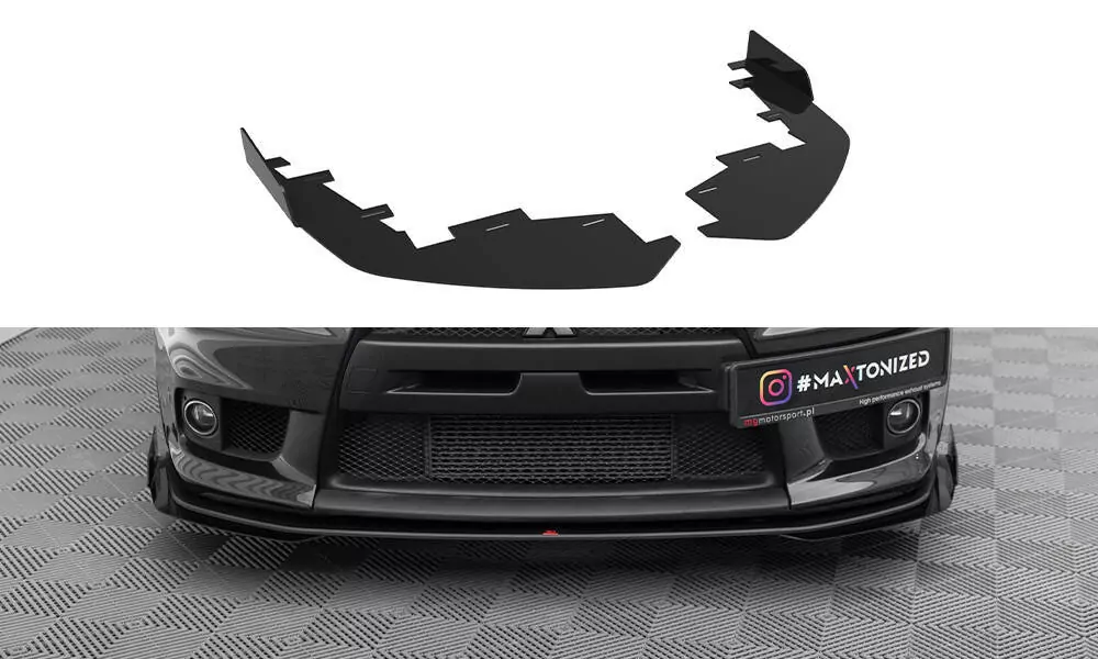 Front Stoßstange Flaps Für Mitsubishi Lancer EVO X Schwarz Hochglanz