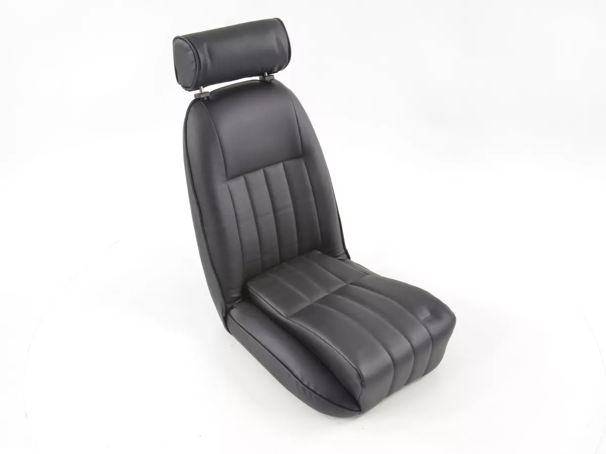 FK Oldtimersitze Auto Vollschalensitze Set Classic 4 schwarz mit Kopfstütze und Laufschienen