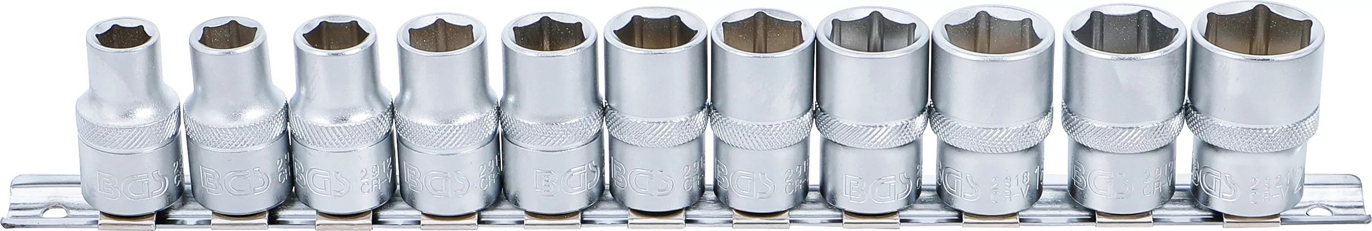 Steckschlüssel-Einsatz-Satz, Sechskant | Antrieb Innenvierkant 12,5 mm (1/2") | SW 10 - 21 mm | 11-tlg.