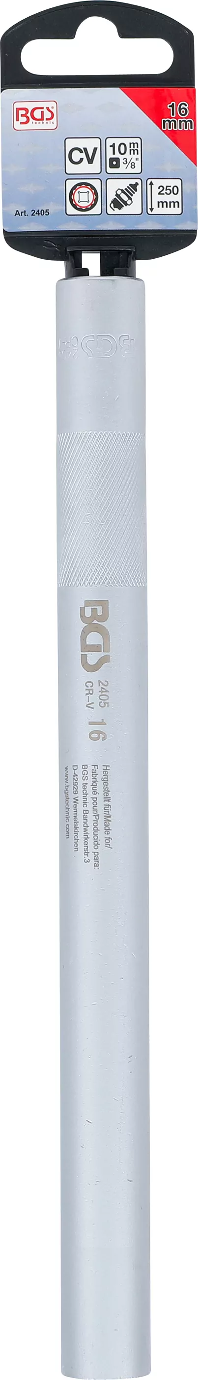 Zündkerzen-Einsatz Zwölfkant, extra lang | Antrieb Innenvierkant 10 mm (3/8") | SW 16 mm