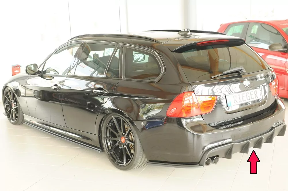 Rieger Heckeinsatz matt schwarz für BMW 3er E91 Touring 09.08- (ab Facelift) LCI
