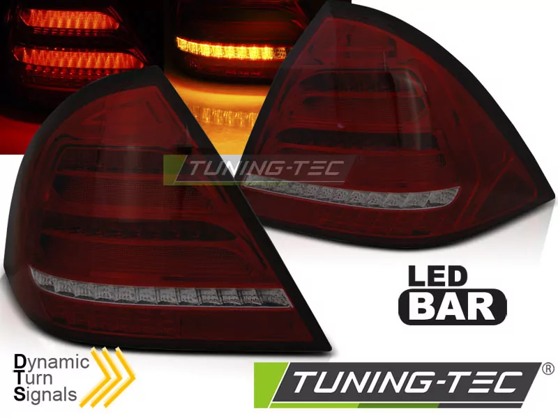 Led Bar Tail Lights Red Smoke Seq Fits Mercedes W203 Sedan 00-04