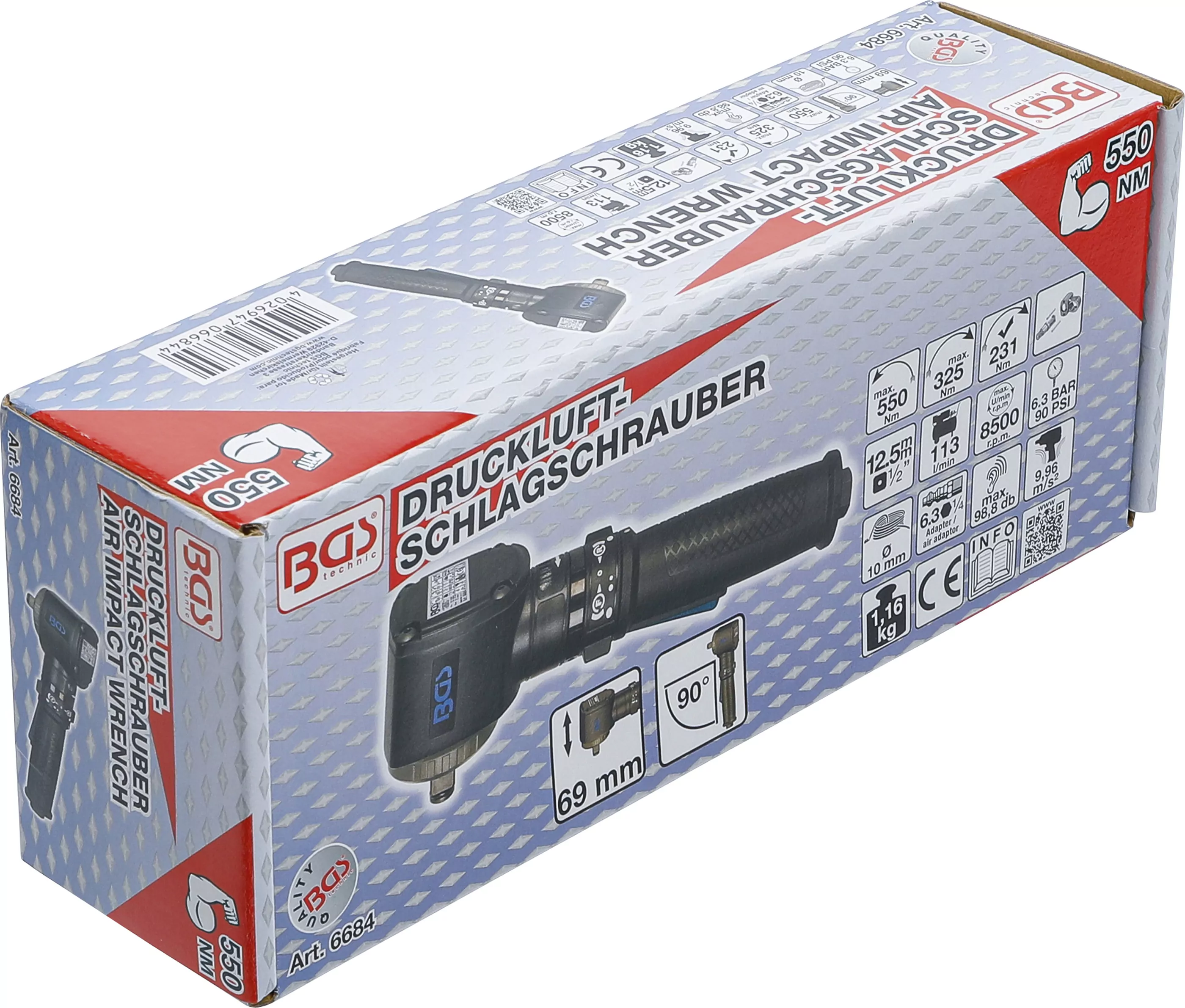 Druckluft-Schlagschrauber | abgewinkelt | 12,5 mm (1/2") | 550 Nm