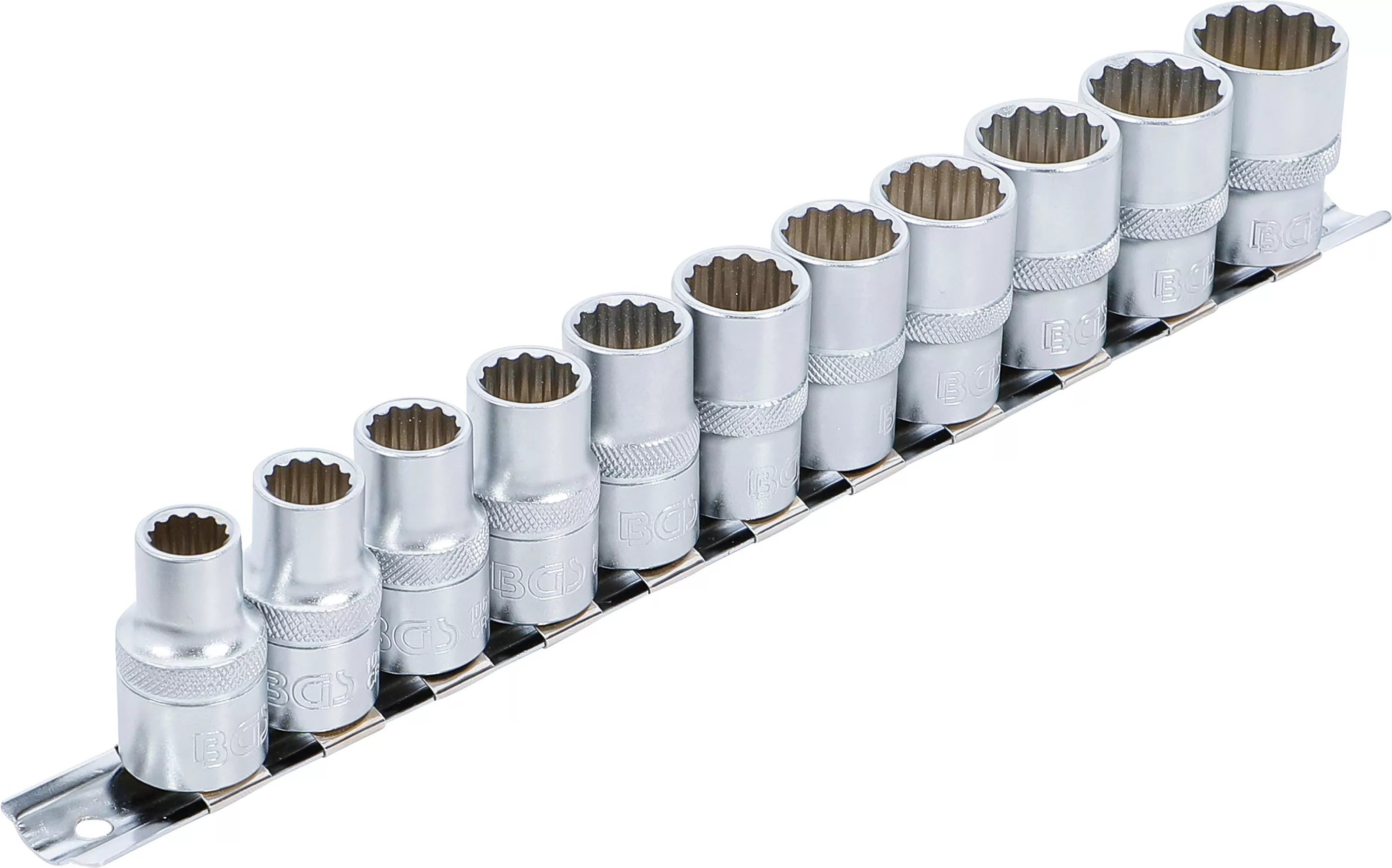 Steckschlüssel-Einsatz-Satz, Zwölfkant | Antrieb Innenvierkant 12,5 mm (1/2") | SW 10 - 21 mm | 11-tlg.