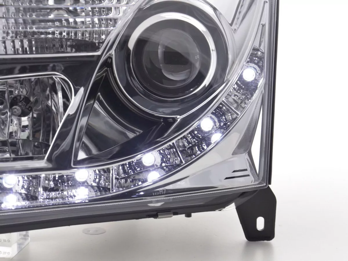 Scheinwerfer Set Daylight LED TFL-Optik Opel Vectra C Bj. 02-05 chrom für Rechtslenker