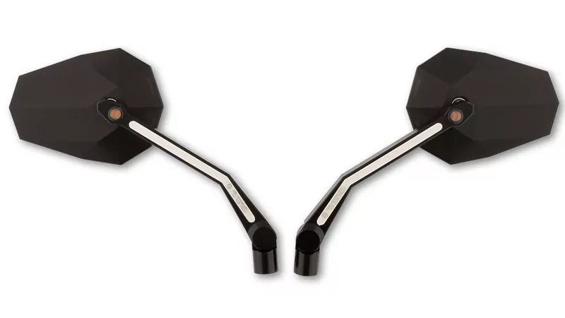 HIGHSIDER pro Handlebar Mirror Stealth -X4 Black With LED Indicator/Position Light (Pair)