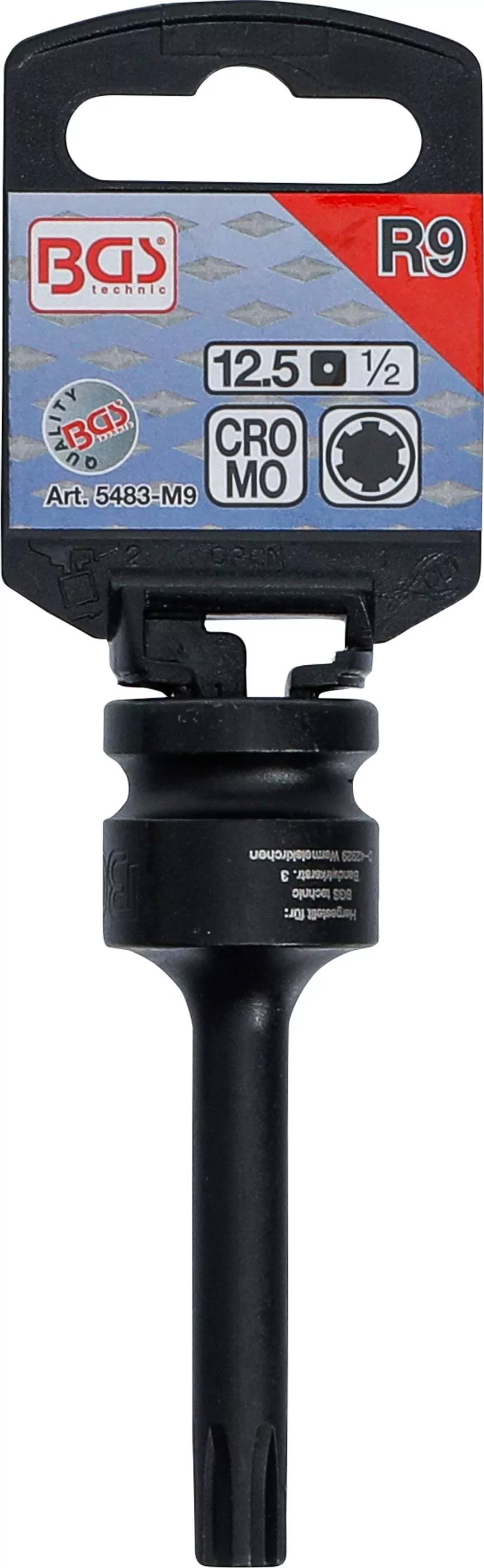 Kraft-Bit-Einsatz | Länge 75 mm | Antrieb Innenvierkant 12,5 mm (1/2") | Keil-Profil (für RIBE) M9