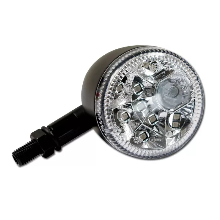LED-Blinker Standlichtkombi "Prisma" | Paar | M10 matt-schwarz | klar | L:88 mm Ø:60 mm | E-geprüft