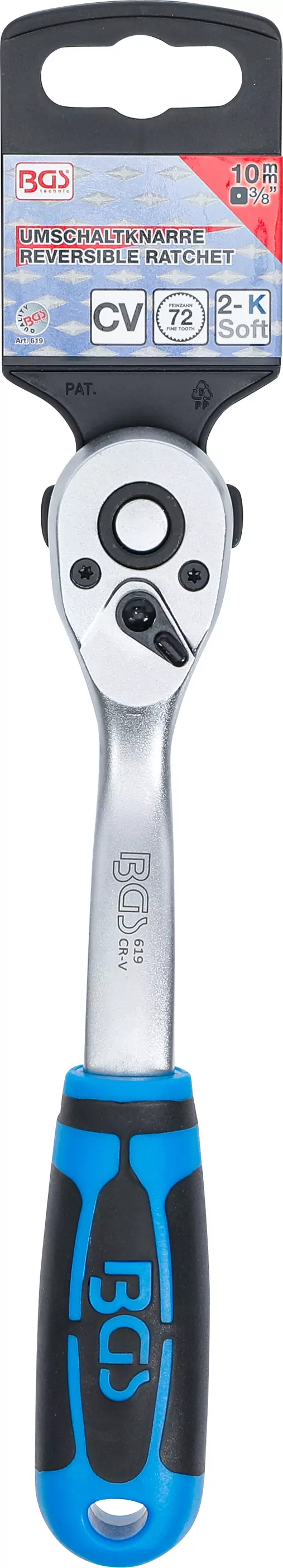 Umschaltknarre | feinverzahnt | Abtrieb Außenvierkant 10 mm (3/8")