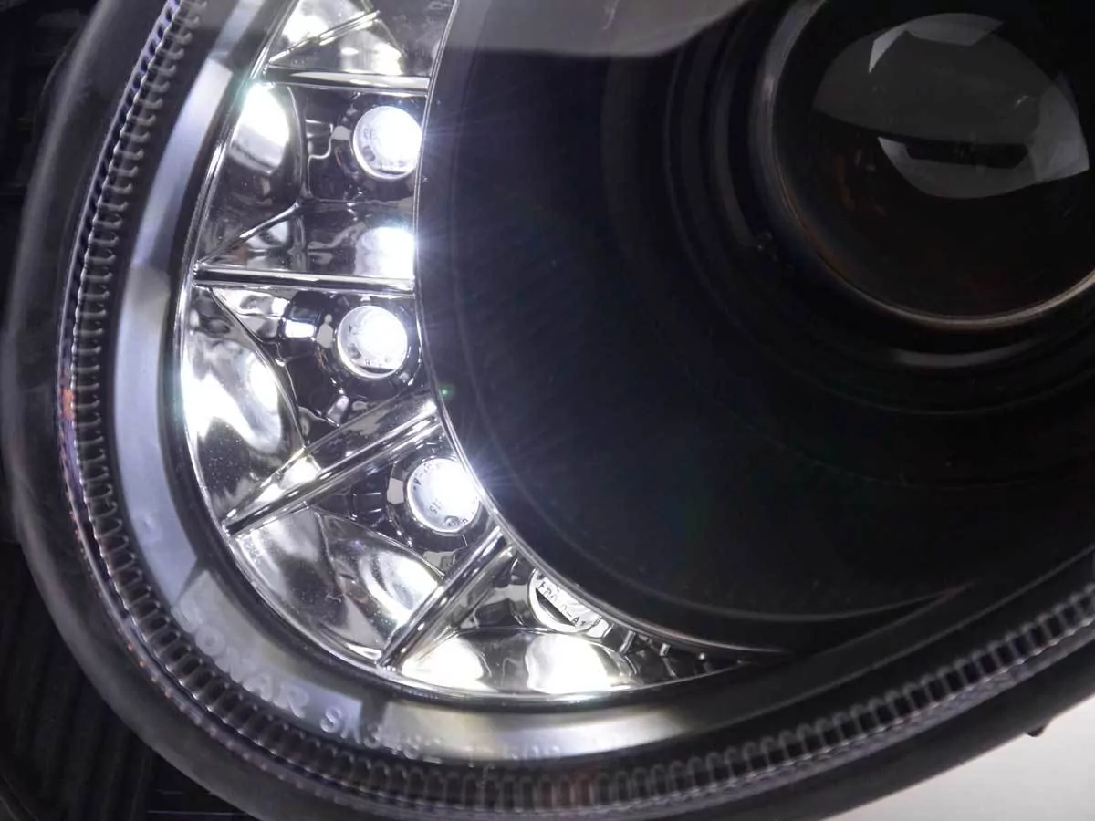 Scheinwerfer Set Daylight LED TFL-Optik Mercedes E-Klasse 211 Bj. 06-09 schwarz