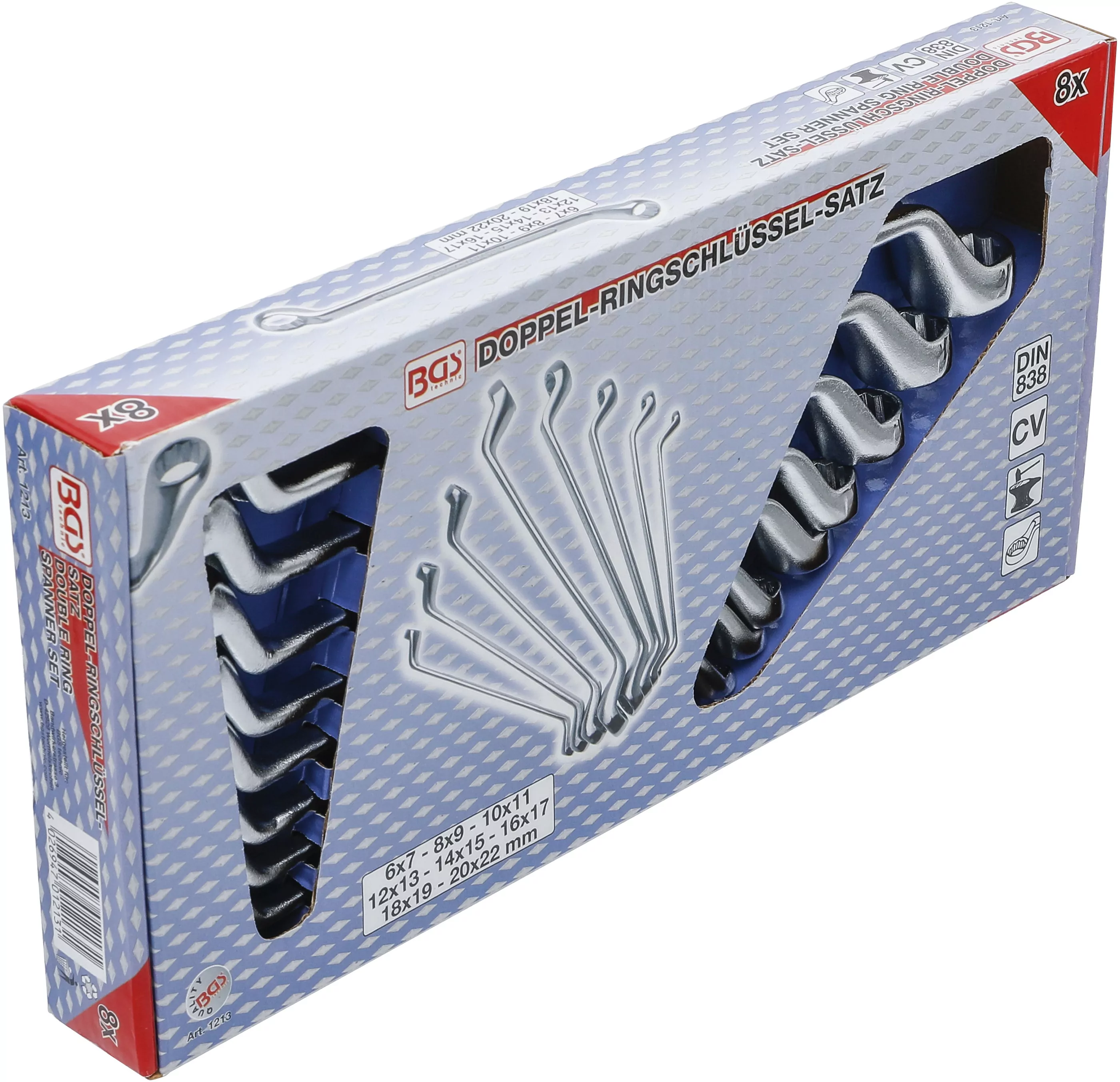 Doppel-Ringschlüssel-Satz | gekröpft | SW 6 x 7 - 20 x 22 mm | 8-tlg.