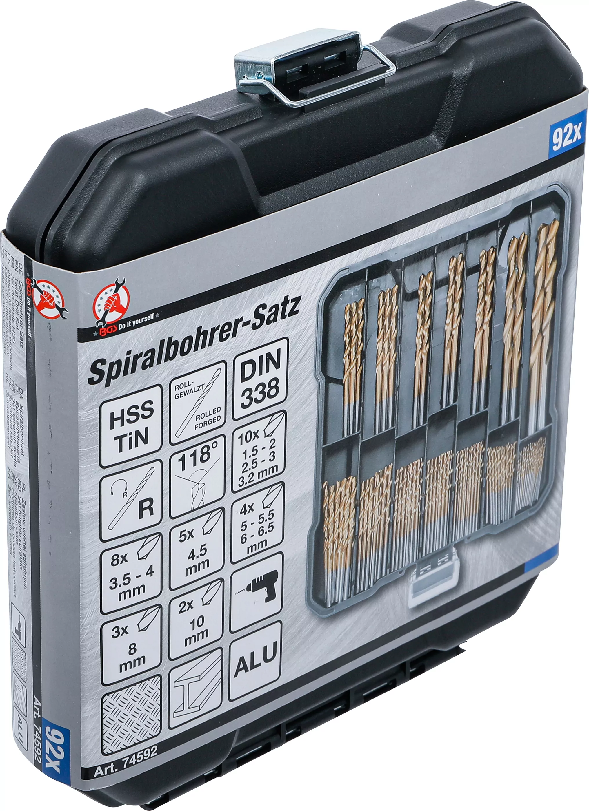 HSS-Spiralbohrer-Satz | 1,5 - 10 mm | 92-tlg.