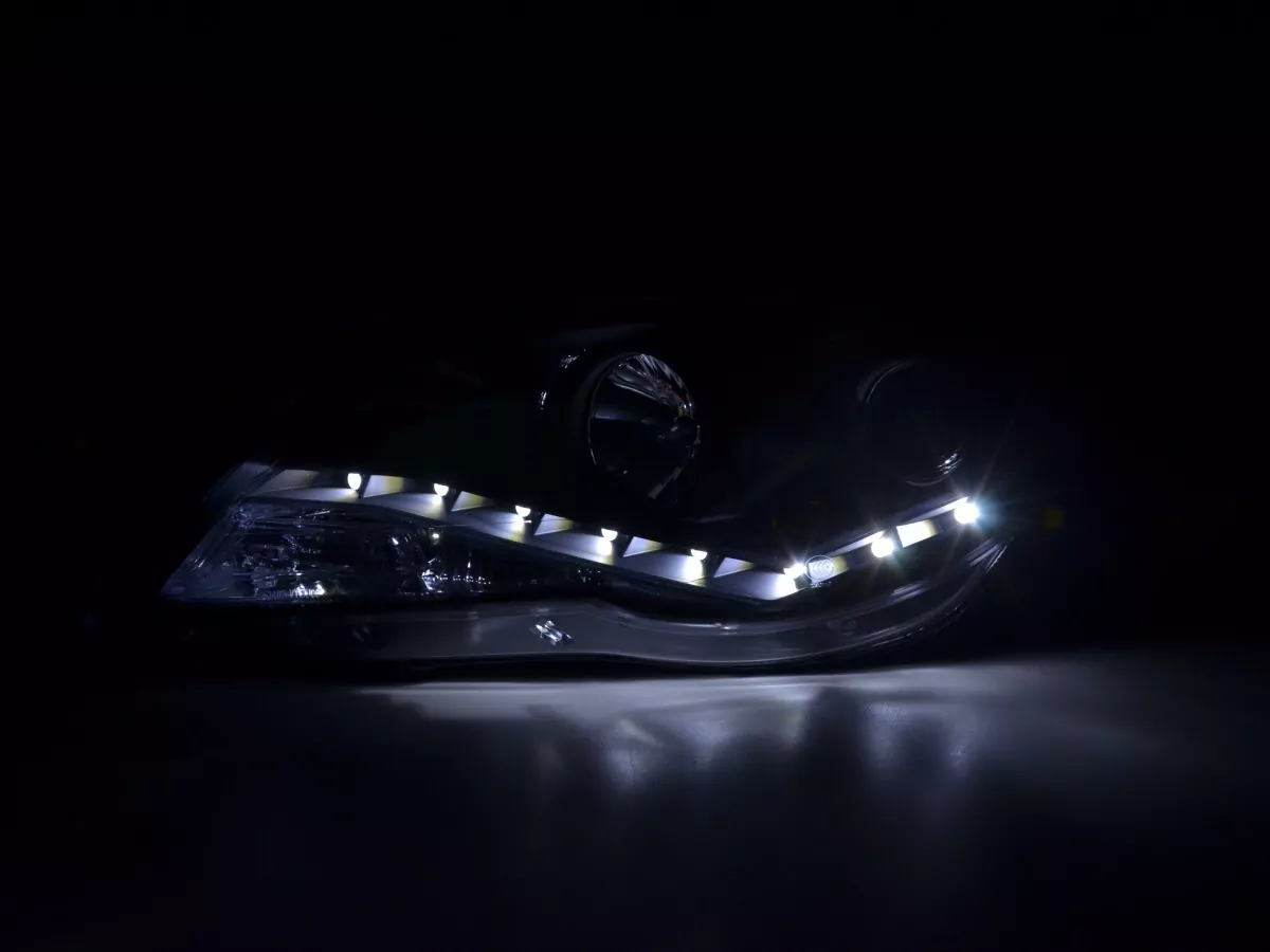 Scheinwerfer Set Daylight LED TFL-Optik VW Tiguan Bj. 07-11 schwarz für Rechtslenker