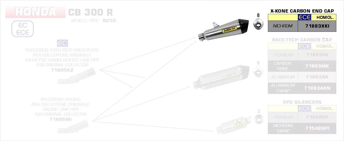 Arrow X-Kone Silencer Honda CB 300 R 18-19