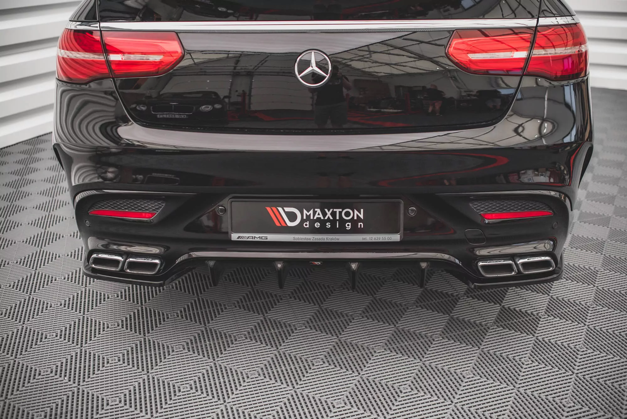 Heck Ansatz Flaps Diffusor V.1 Für Mercedes-Benz GLE Coupe 63 AMG C292 Schwarz Hochglanz