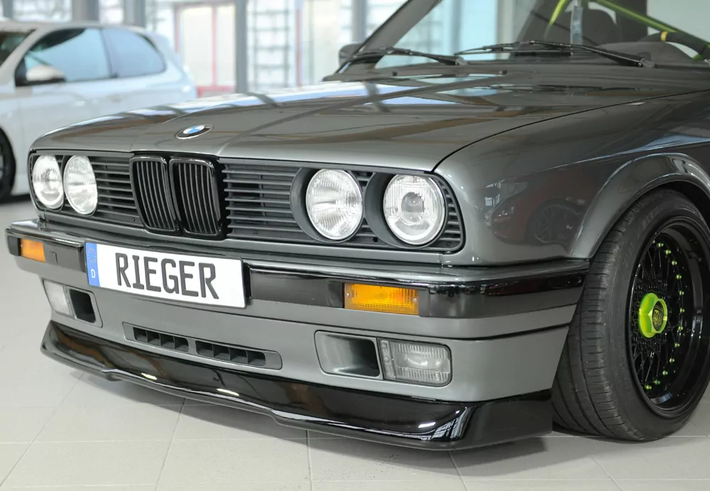 Rieger Spoilerlippe (GBL-38011) glanz schwarz für BMW 3er E30 Touring  bei Lim. ab Bj 9/87, Cabrio ab 10/90