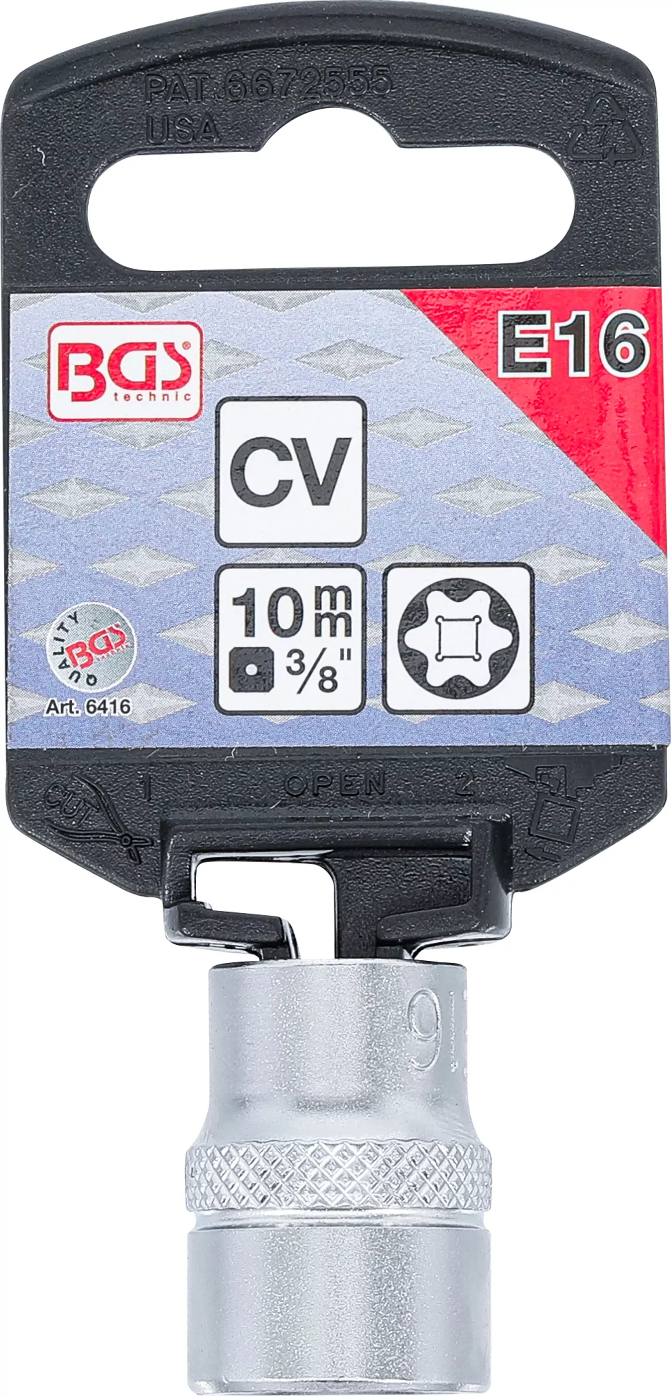 Steckschlüssel-Einsatz E-Profil | Antrieb Innenvierkant 10 mm (3/8") | SW E16