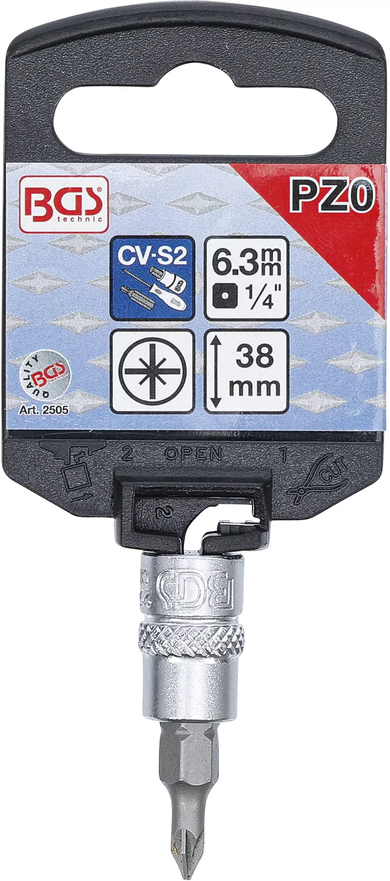 Bit-Einsatz | Antrieb Innenvierkant 6,3 mm (1/4") | Kreuzschlitz PZ0