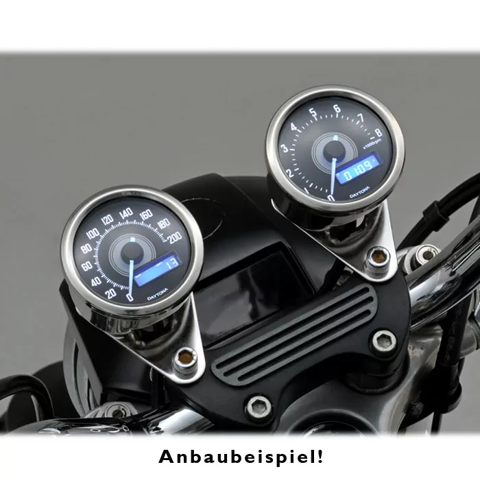 Daytona Digital-dzm, "velona", Chrom, Ø 60mm, Bis 18.000 U/min, Öl/wasser/uhr, Blaue Beleuchtung