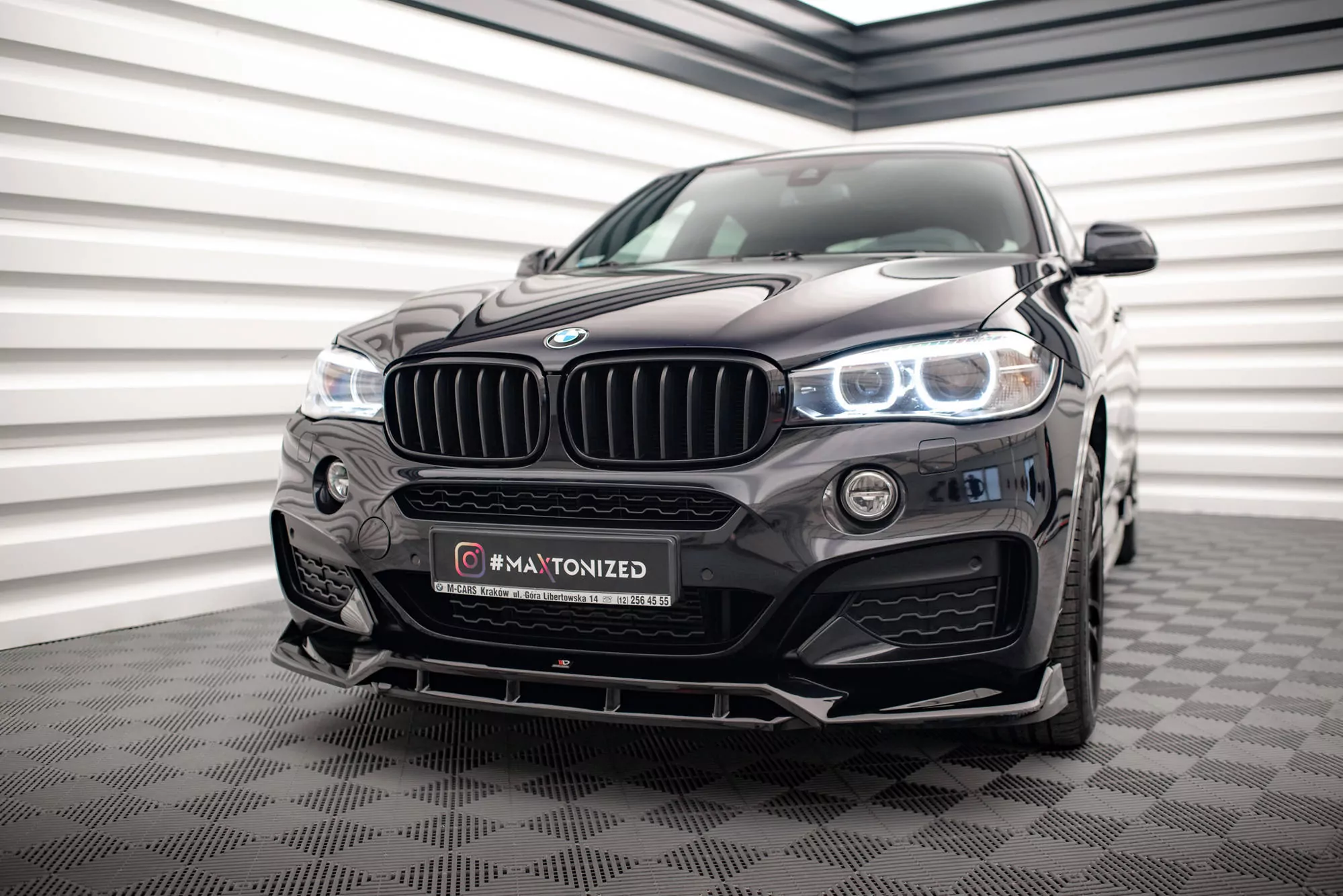 Front Ansatz V.3 Für BMW X6 M-Paket F16 Schwarz Hochglanz