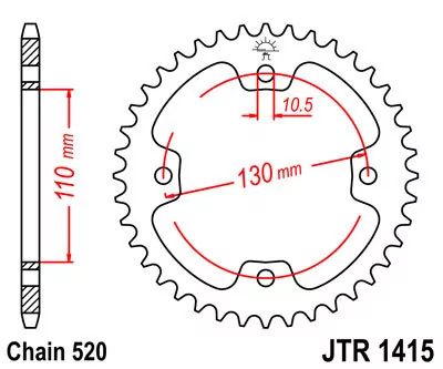 Kettenrad 37Z  |  520 Innen Ø 110 Lochkreis 130