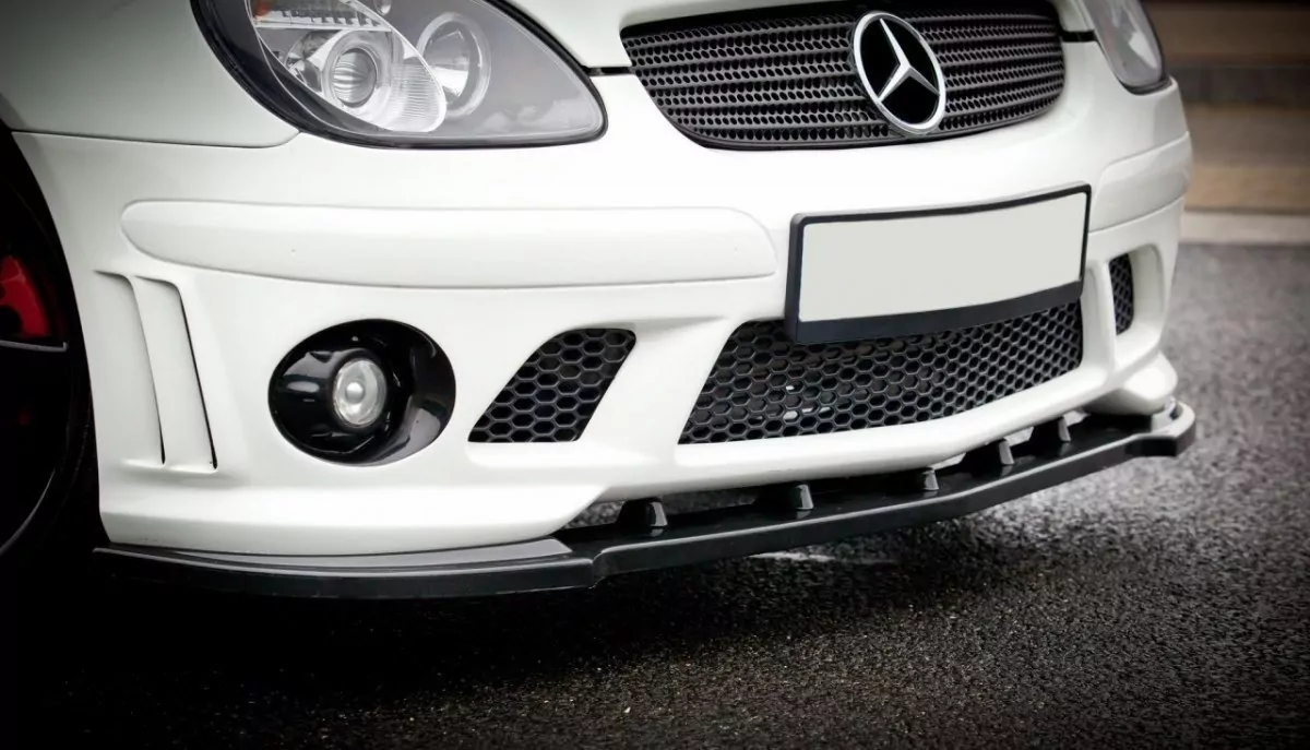 Front Ansatz Passend Für Passend Für MERCEDES SLK R170 FÜR AMG 204 STOßSTANGE Schwarz Hochglanz Schwarz Hochglanz