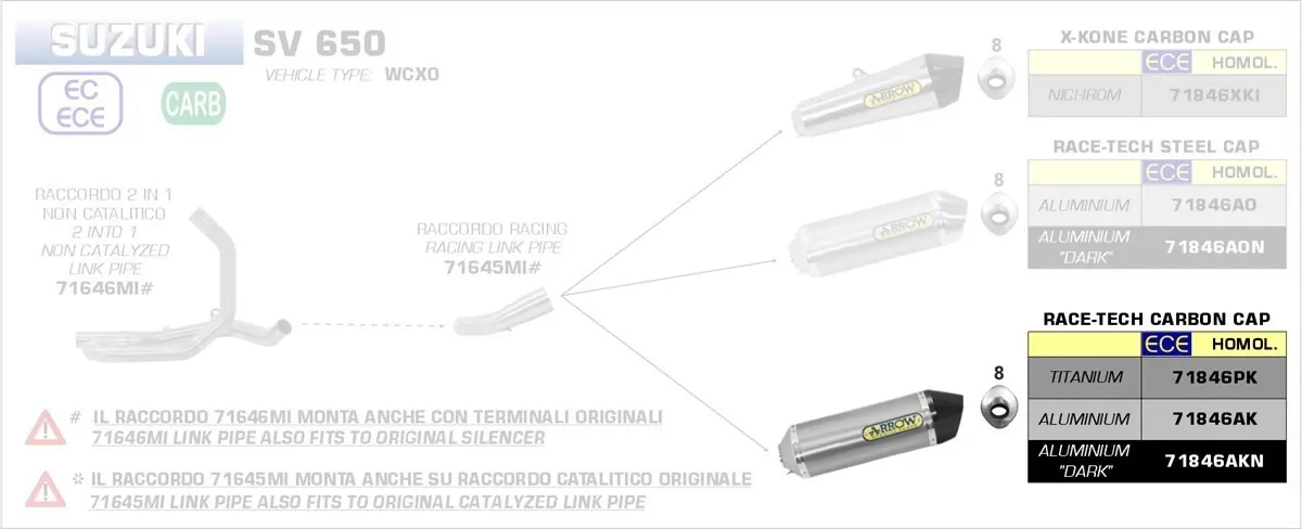 Arrow Endschalldämpfer Race-Tech Aluminium, Suzuki SV 650 16-20